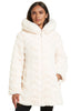 Chevron Sculpted Faux Fur Hooded Jacket with Faux Fox Trim