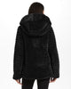 Thin Ridged Hooded Faux Fur Jacket