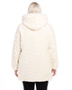 Chevron Sculpted Faux Fur Hooded Jacket with Faux Fox Trim