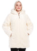 Chevron Sculpted Faux Fur Hooded Jacket with Faux Fox Trim
