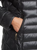 Long Zip Front Faux Down Puffer with Detachable Faux Fur Trimmed Hood
