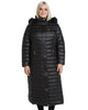 Long Zip Front Faux Down Puffer with Detachable Faux Fur Trimmed Hood