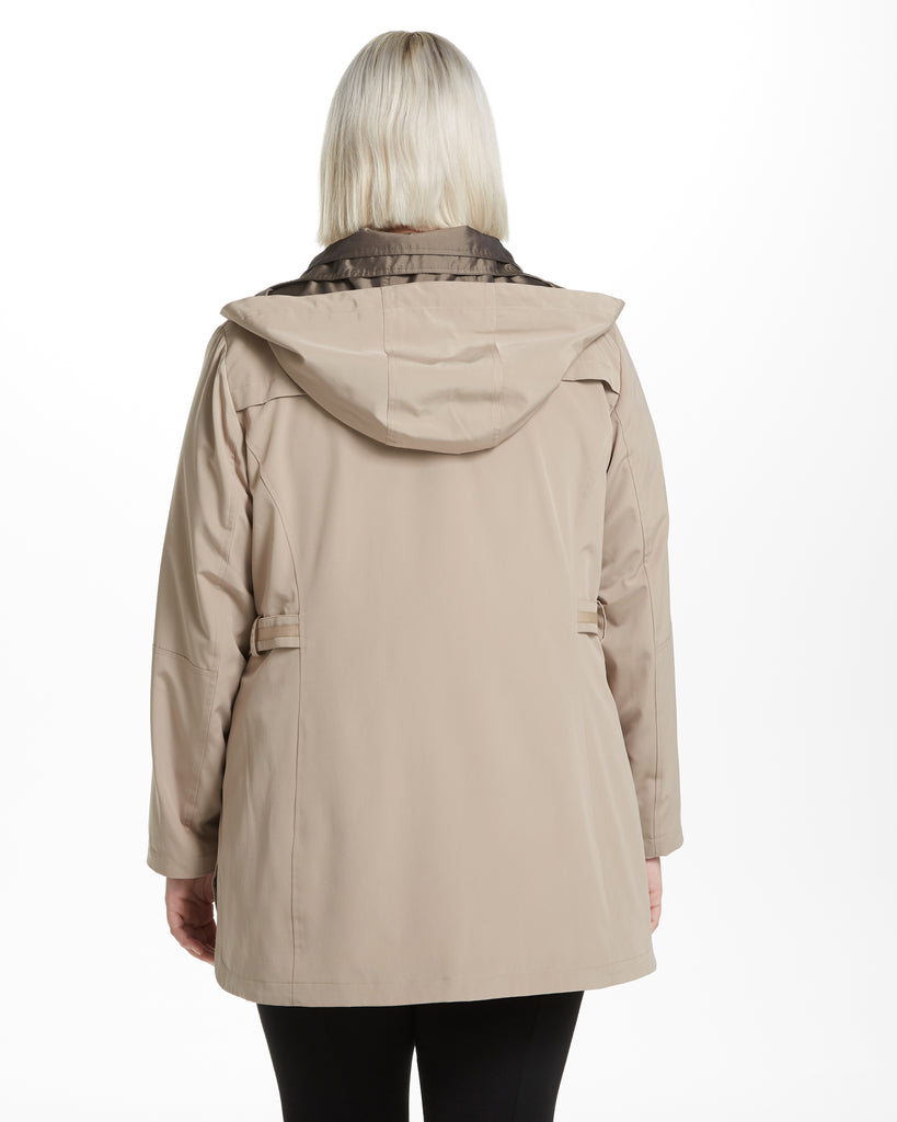 Novelty Bibbed Rain Jacket with Contrast Fabric Trim
