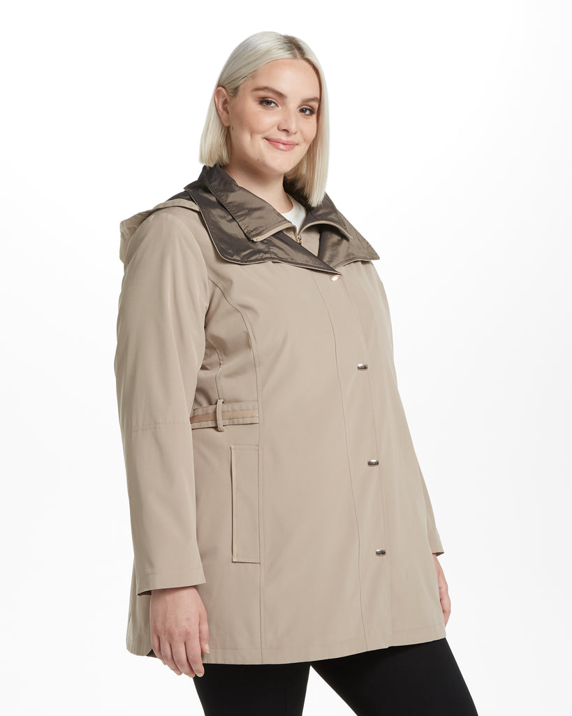 Novelty Bibbed Rain Jacket with Contrast Fabric Trim